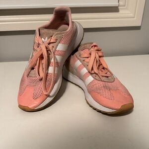 Adidas Women's Coral and White Sneakers